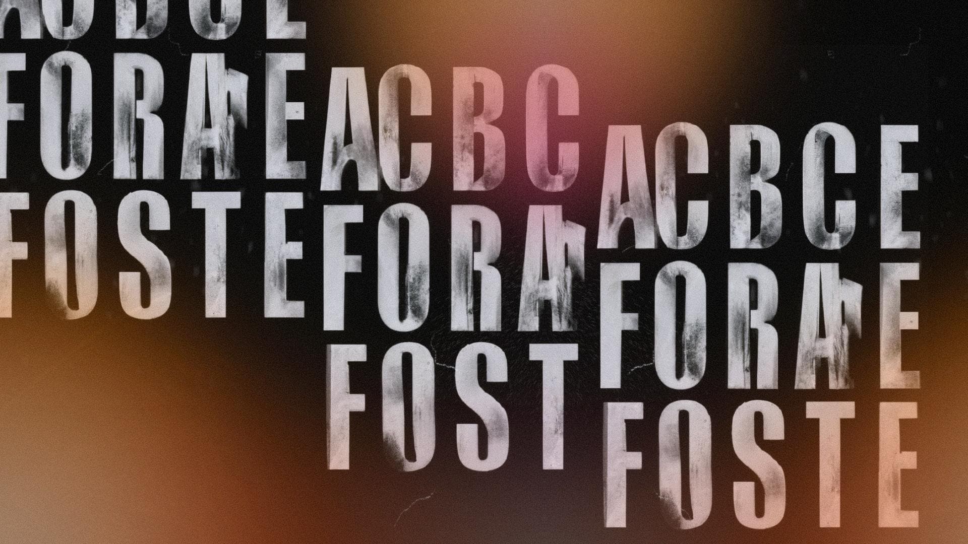 Abstract typeface with random letters repeated across